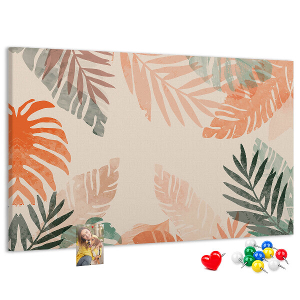 Tableau de liège Feuilles tropicales aux teintes pastel