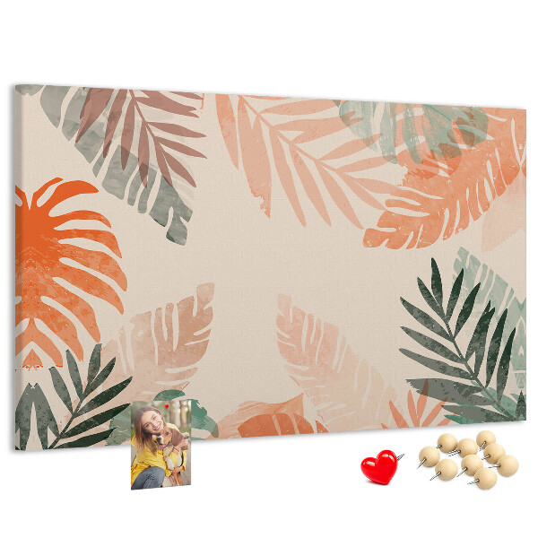 Tableau de liège Feuilles tropicales aux teintes pastel