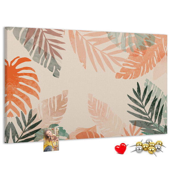 Tableau de liège Feuilles tropicales aux teintes pastel