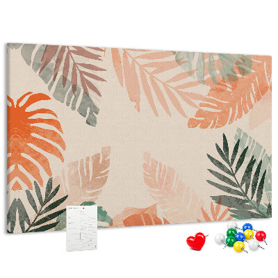 Tableau de liège Feuilles tropicales aux teintes pastel