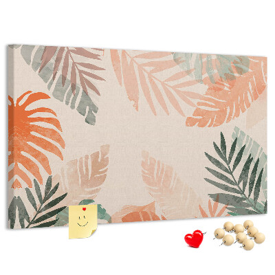 Tableau de liège Feuilles tropicales aux teintes pastel