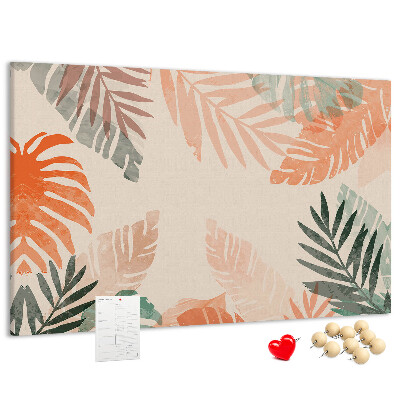 Tableau de liège Feuilles tropicales aux teintes pastel