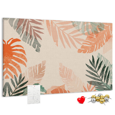 Tableau de liège Feuilles tropicales aux teintes pastel