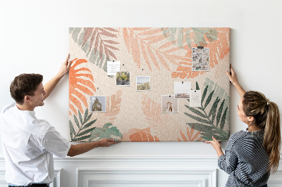 Tableau de liège Feuilles tropicales aux teintes pastel