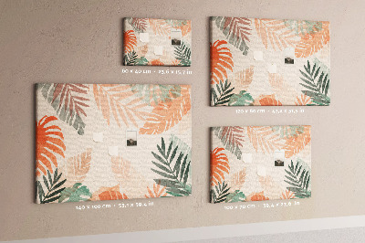 Tableau de liège Feuilles tropicales aux teintes pastel