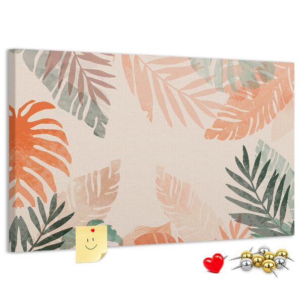 Tableau de liège Feuilles tropicales aux teintes pastel