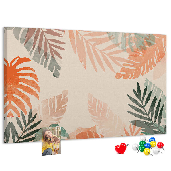 Tableau de liège Feuilles tropicales aux teintes pastel