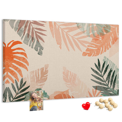 Tableau de liège Feuilles tropicales aux teintes pastel