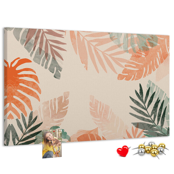 Tableau de liège Feuilles tropicales aux teintes pastel