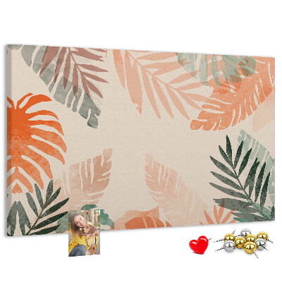 Tableau de liège Feuilles tropicales aux teintes pastel