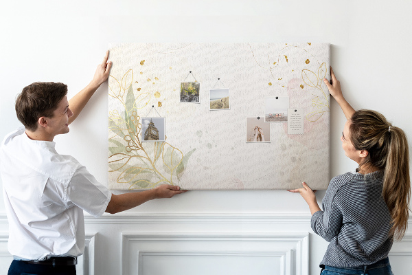 Tableau affichage liège Fleurs délicates sur fond pastel