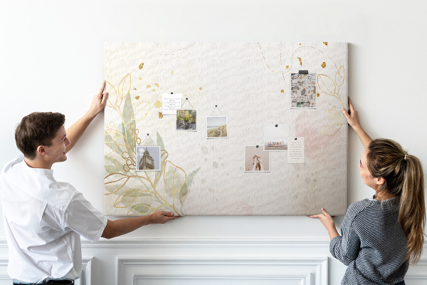 Tableau affichage liège Fleurs délicates sur fond pastel