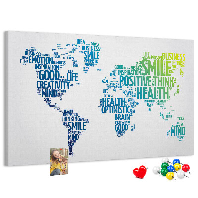 Tableau en liège Mots clés liés à la pensée positive.
