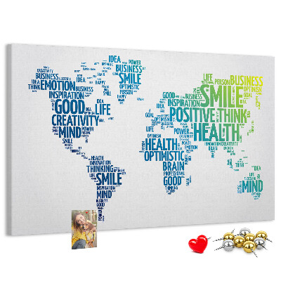 Tableau en liège Mots clés liés à la pensée positive.