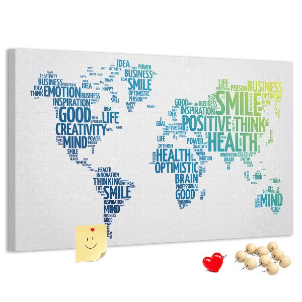 Tableau en liège Mots clés liés à la pensée positive.