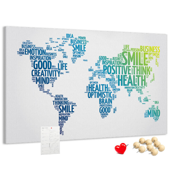 Tableau en liège Mots clés liés à la pensée positive.