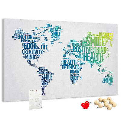 Tableau en liège Mots clés liés à la pensée positive.