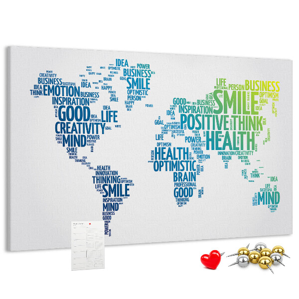 Tableau en liège Mots clés liés à la pensée positive.