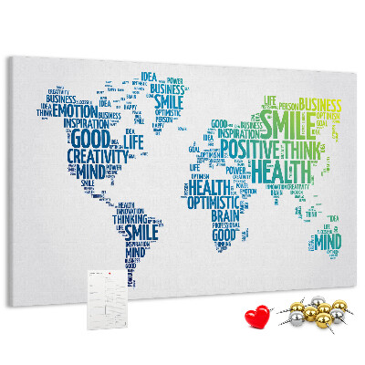 Tableau en liège Mots clés liés à la pensée positive.