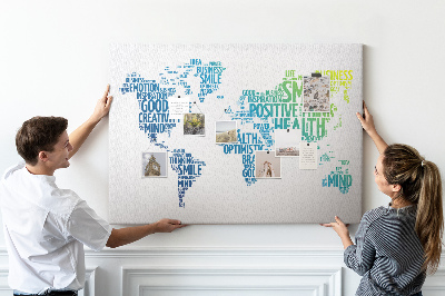 Tableau en liège Mots clés liés à la pensée positive.
