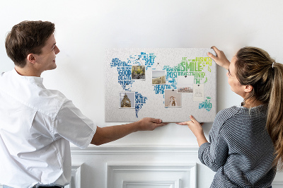 Tableau en liège Mots clés liés à la pensée positive.