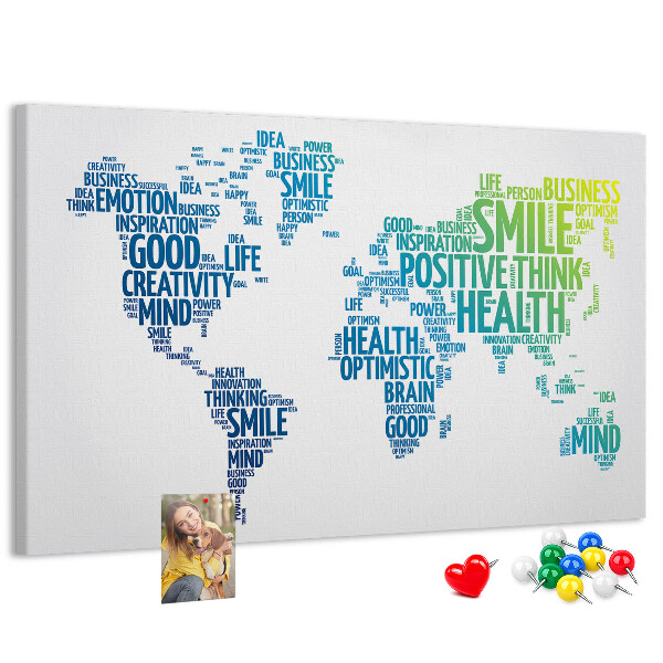 Tableau en liège Mots clés liés à la pensée positive.