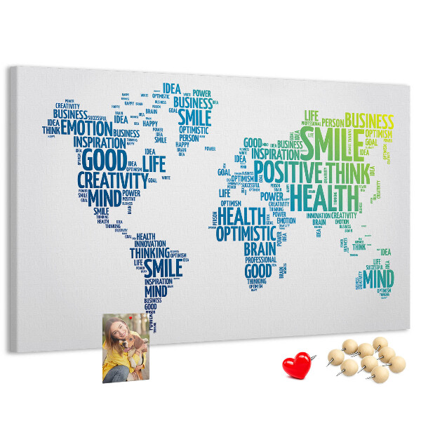 Tableau en liège Mots clés liés à la pensée positive.