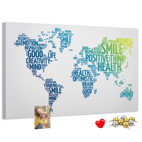 Tableau en liège Mots clés liés à la pensée positive.