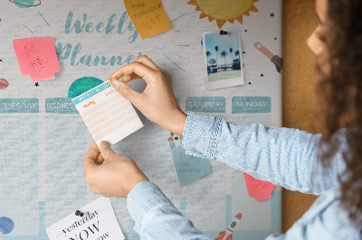 Tableau en liège Calendrier spatial hebdomadaire avec des fusées