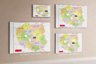 Tableau de liège Carte de la Pologne avec les voïvodies colorées
