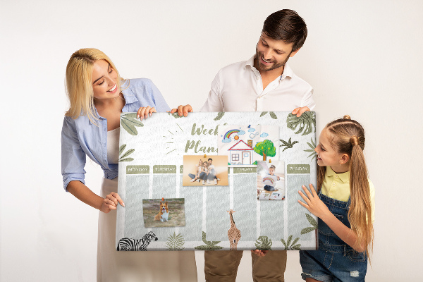 Tableau en liège Agenda hebdomadaire à motif végétal