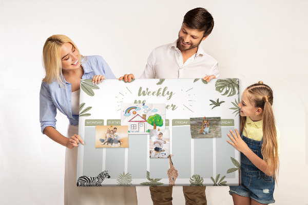 Tableau en liège Agenda hebdomadaire à motif végétal