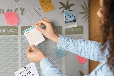 Tableau en liège Agenda hebdomadaire à motif végétal