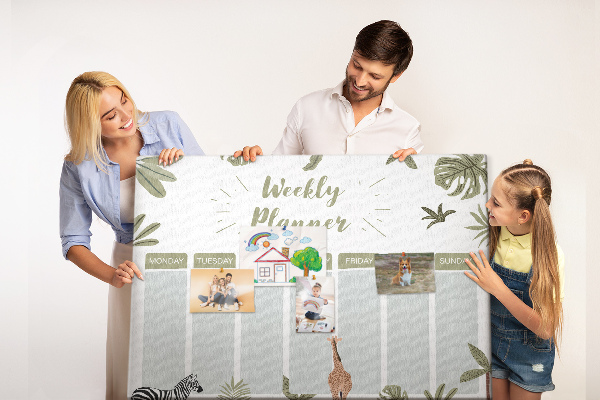 Tableau en liège Agenda hebdomadaire à motif végétal