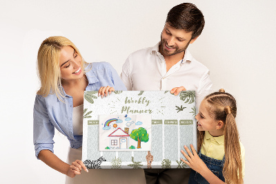 Tableau en liège Agenda hebdomadaire à motif végétal