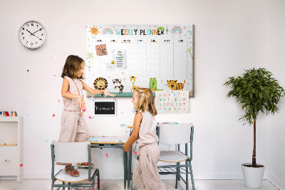 Tableau de liège Agenda hebdomadaire coloré avec des animaux