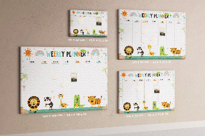 Tableau de liège Agenda hebdomadaire coloré avec des animaux
