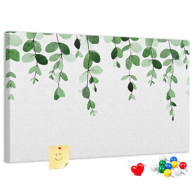 Tableau en liège Feuilles vertes dans un style aquarelle délicat
