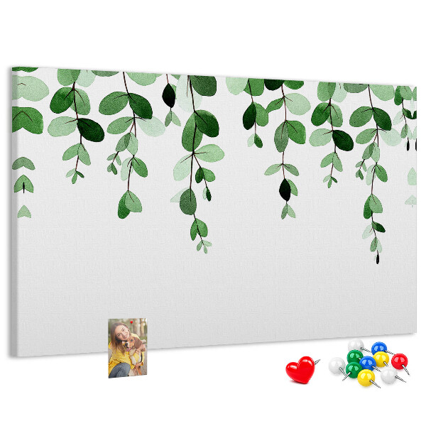 Tableau en liège Feuilles vertes dans un style aquarelle délicat