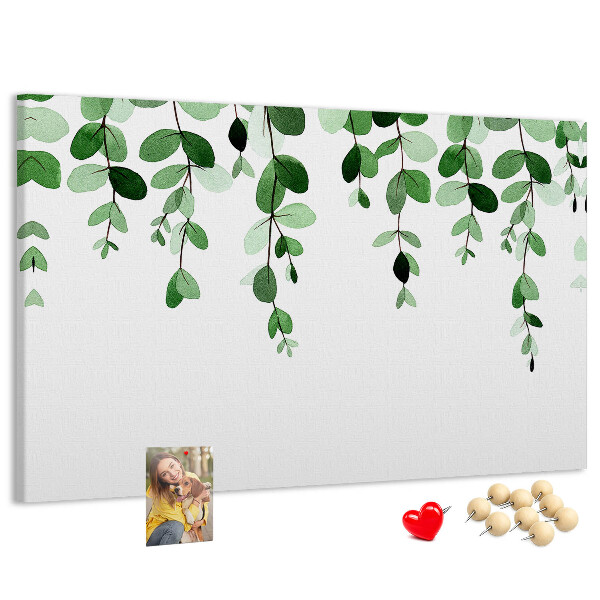 Tableau en liège Feuilles vertes dans un style aquarelle délicat