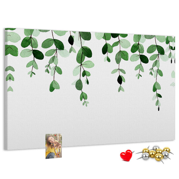 Tableau en liège Feuilles vertes dans un style aquarelle délicat