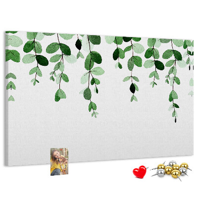 Tableau en liège Feuilles vertes dans un style aquarelle délicat