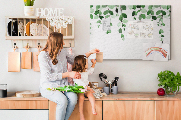 Tableau en liège Feuilles vertes dans un style aquarelle délicat