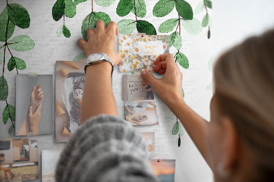 Tableau en liège Feuilles vertes dans un style aquarelle délicat