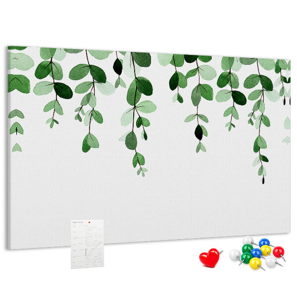 Tableau en liège Feuilles vertes dans un style aquarelle délicat