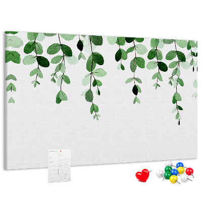 Tableau en liège Feuilles vertes dans un style aquarelle délicat