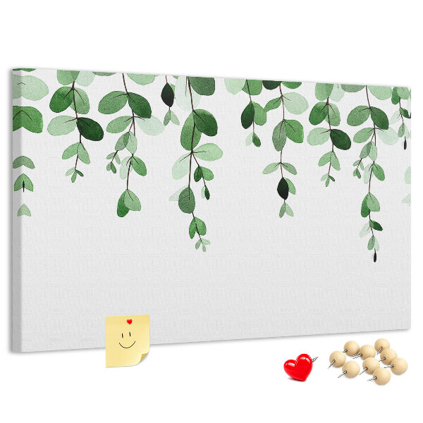 Tableau en liège Feuilles vertes dans un style aquarelle délicat