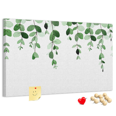 Tableau en liège Feuilles vertes dans un style aquarelle délicat