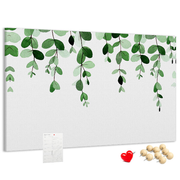 Tableau en liège Feuilles vertes dans un style aquarelle délicat