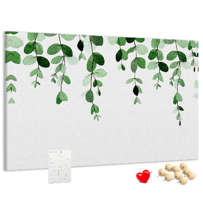 Tableau en liège Feuilles vertes dans un style aquarelle délicat